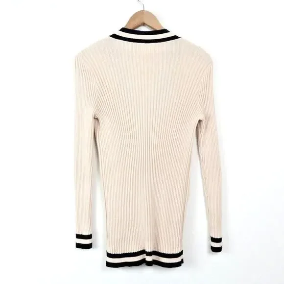 Cabi Size S Radcliff Cardigan Sweater Varsity Stripe 5458 Ivory Blue - Picture 6 of 9